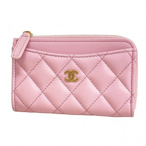 Chanel Matelasse Caviar Leather Wallet/Coin Case, Pink Champagne, Women's - Picture 1 of 6
